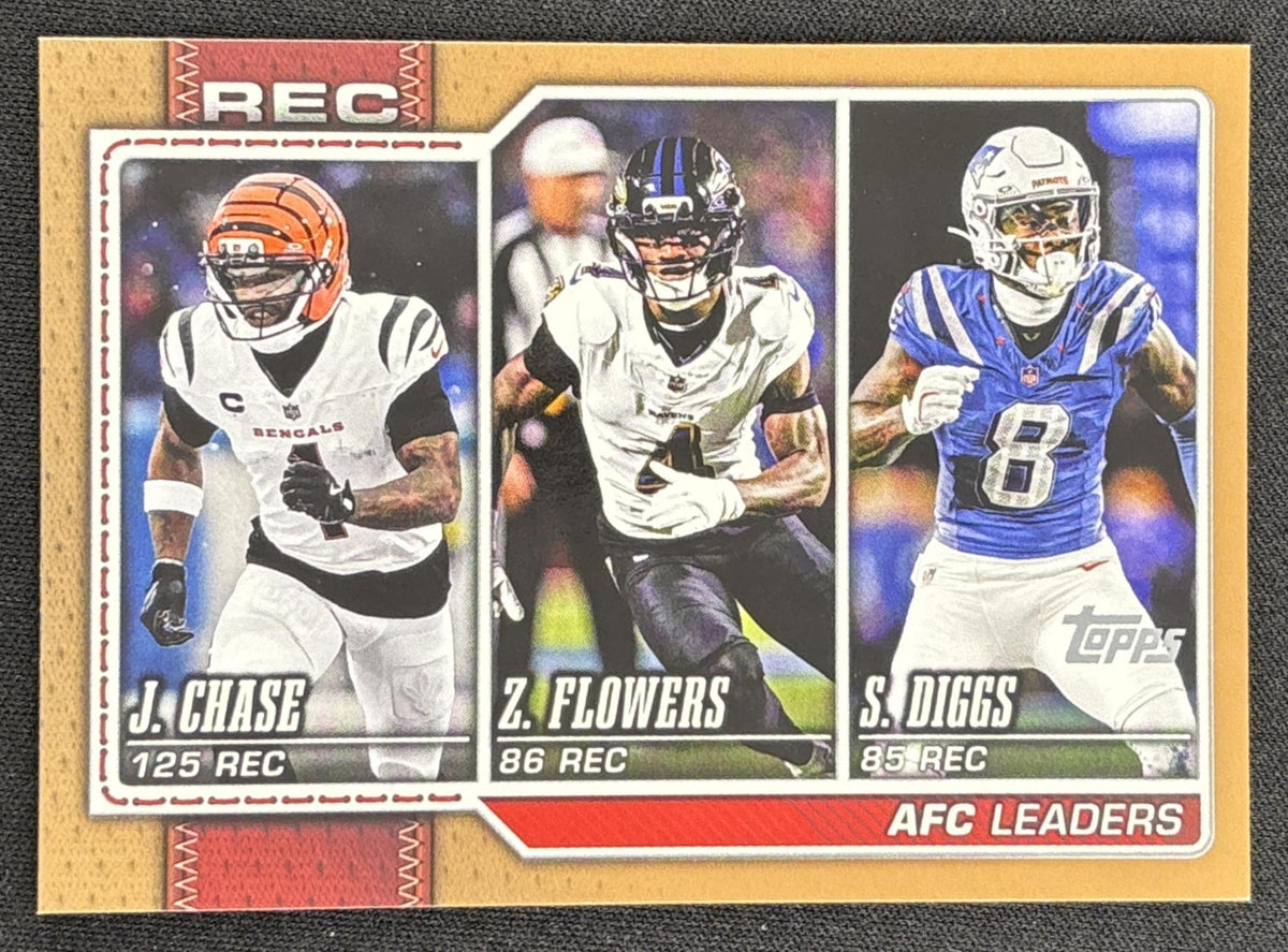 Stefon Diggs Ja'Marr Chase Zay Flowers 2026 Topps Gold /2026 Bengals Ravens Patriots