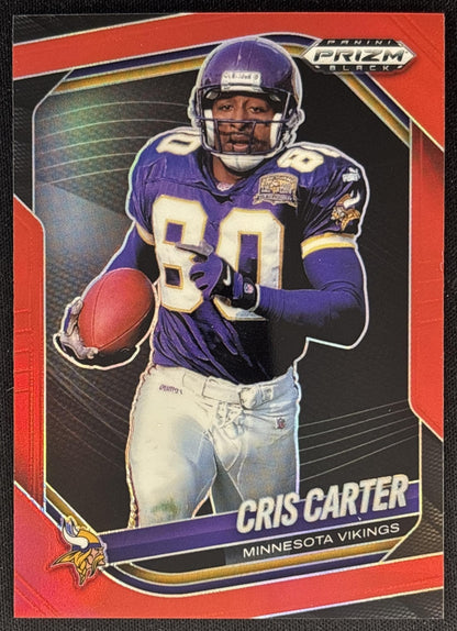 Cris Carter 2025 Panini Prizm Black Red /299 Vikings front
