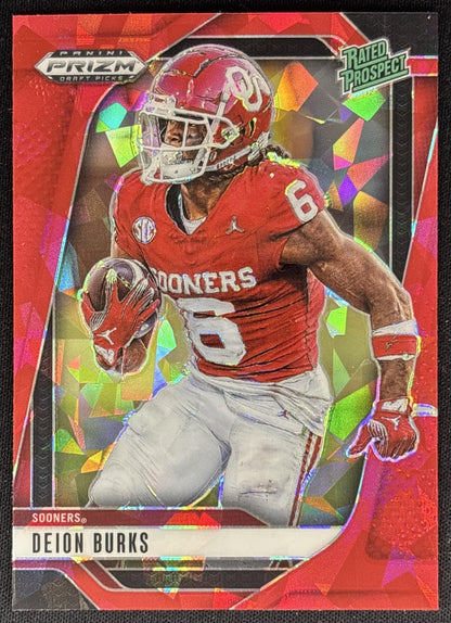 Deion Burks 2025 Panini Prizm Draft Picks Red Ice Sooners Colts Sports Trading Cards