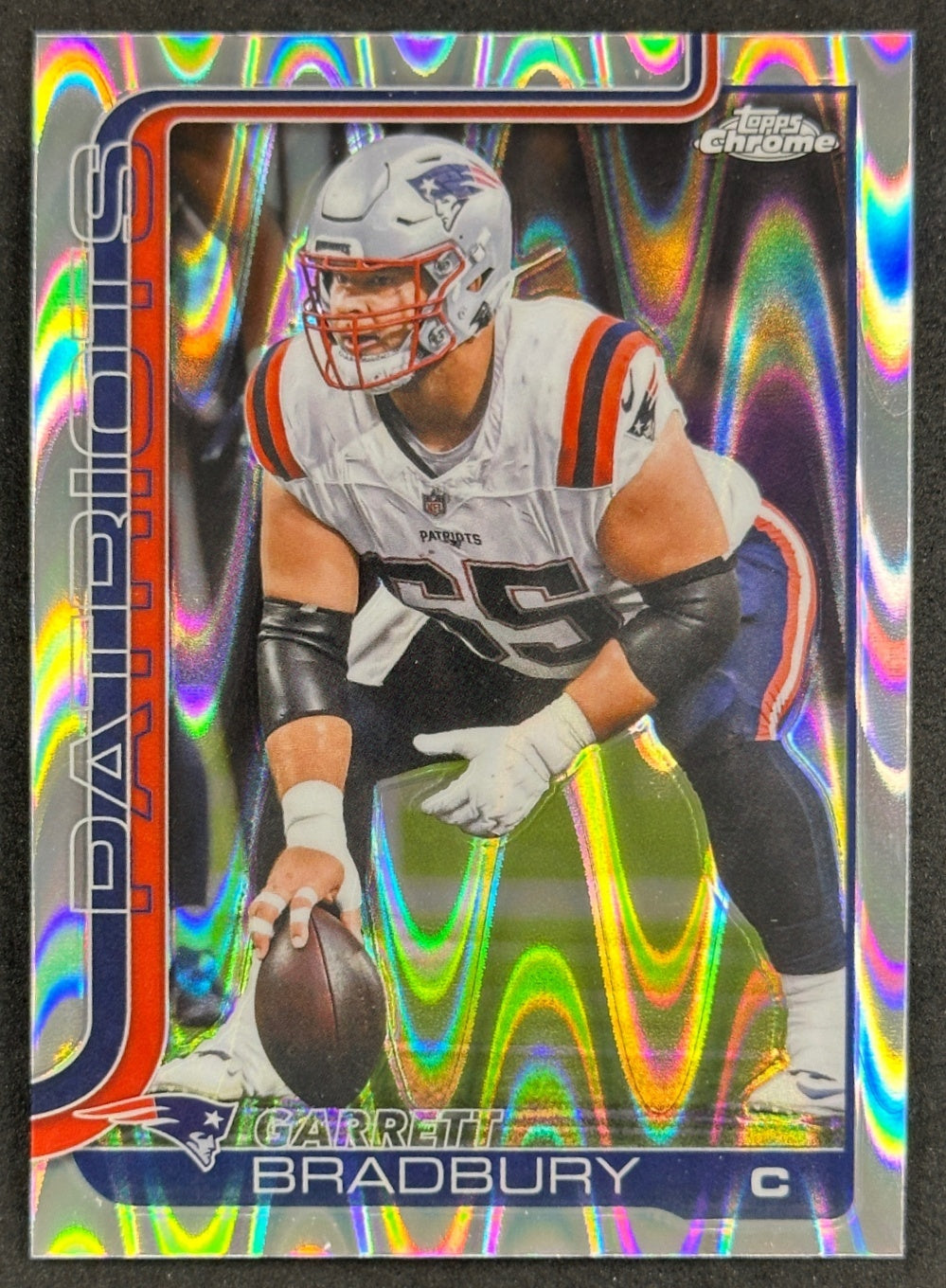 Garrett Bradbury 2025 Topps Chrome RayWave Refractor Patriots Sports Trading Cards
