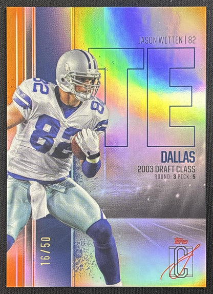 Jason Witten 2024 Topps Signature Class Veteran Chrome Variations Orange /50 Cowboys