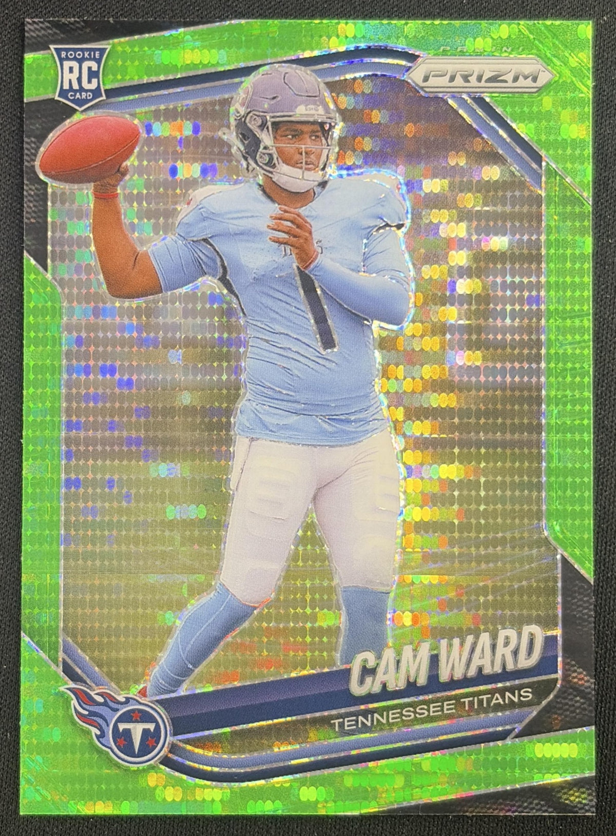 Cam Ward 2025 Panini Prizm Neon Green Pulsar Titans Sports Trading Card