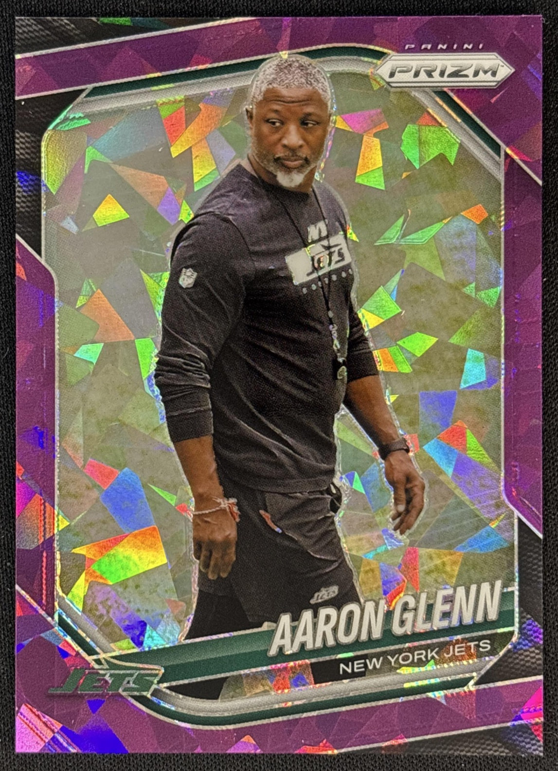 Aaron Glenn 2025 Panini Prizm Purple Ice /225 Jets