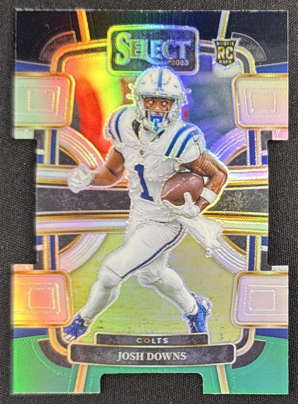 Josh Downs 2023 Panini Select Black and Green Prizms Die Cut Colts