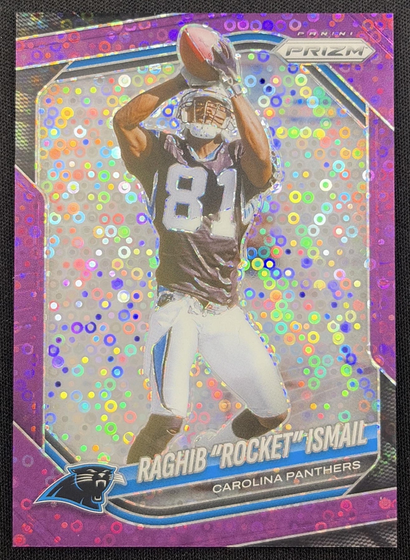 Raghib "Rocket" Ismail 2025 Panini Prizm No Huddle Purple /75 Panthers Carolina Panthers