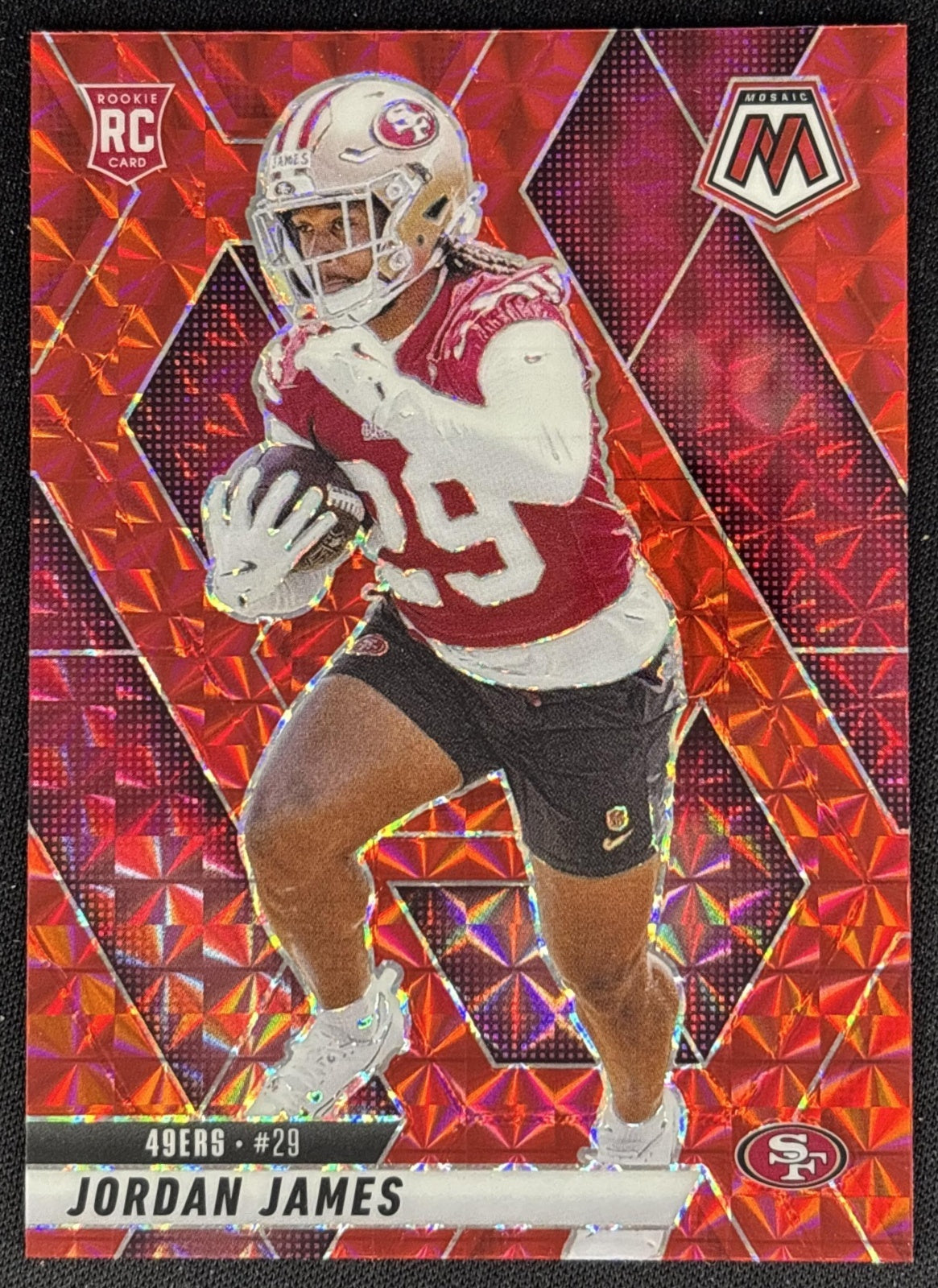 Jordan James 2025 Panini Mosaic Rookies Red Prizm 49ers front