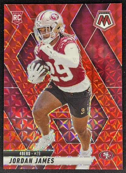 Jordan James 2025 Panini Mosaic Rookies Red Prizm 49ers front