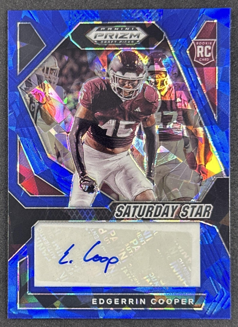 Edgerrin Cooper 2024 Prizm Collegiate Draft Picks Saturday Star Signatures Blue Ice /75 Aggies Sports Trading Cards