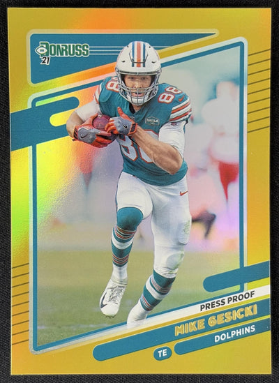 Mike Gesicki 2021 Panini Donruss Press Proof Premium Dolphins - Miami Dolphins Sports Trading Card