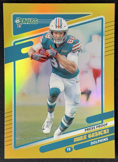 Mike Gesicki 2021 Panini Donruss Press Proof Premium Dolphins - Miami Dolphins