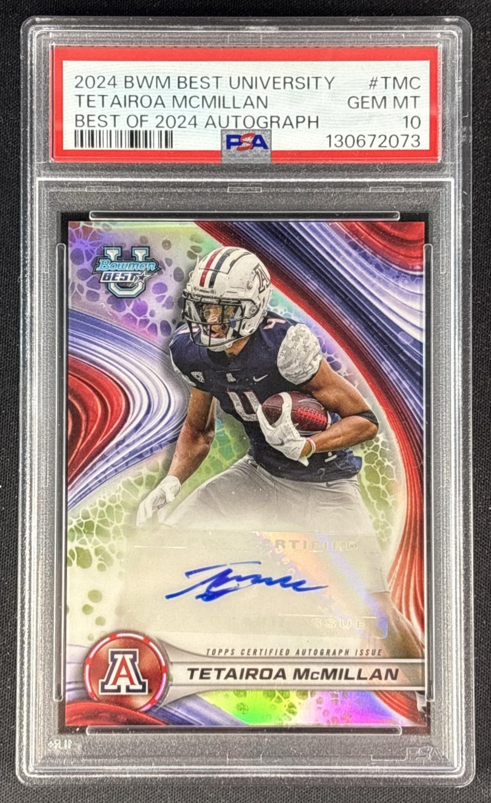 Tetairoa McMillan 2024 Bowman Best University Best of Auto PSA 10 Panthers front