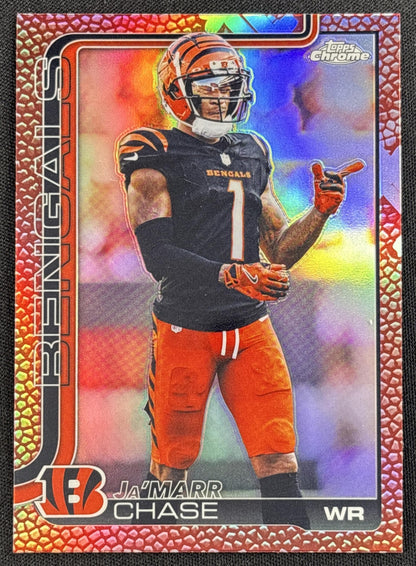 Ja'Marr Chase 2025 Topps Chrome Football Leather Refractor Bengals