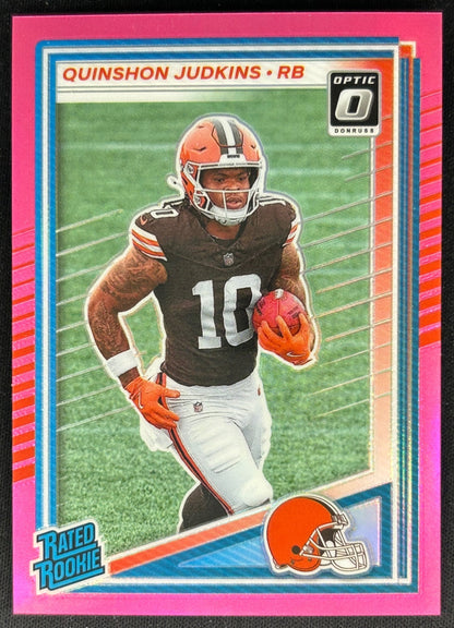 Quinshon Judkins 2025 Donruss Optic Rated Rookie Preview Pink Browns Sports Trading Cards