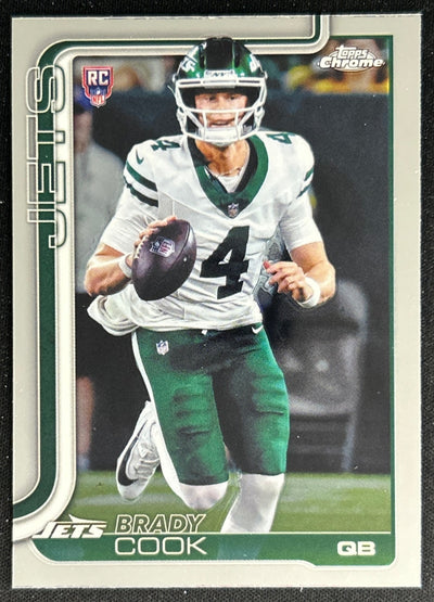 Brady Cook 2025 Topps Chrome Rookie Jets Sports Trading Cards