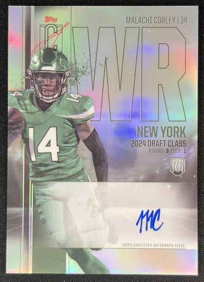 Malachi Corley 2024 Topps Signature Class Rookie Chrome Auto Refractor Jets Sports Trading Card
