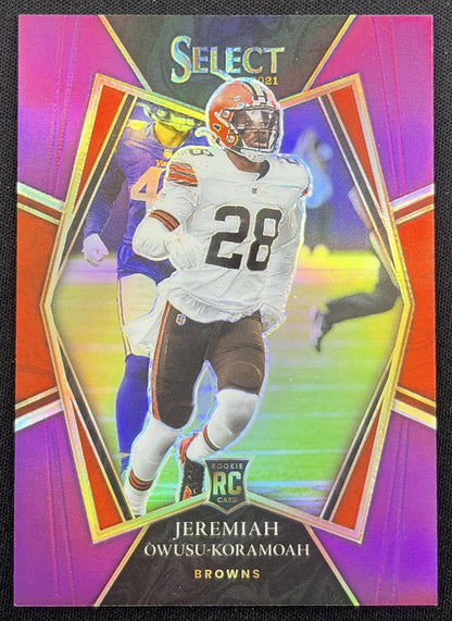 Jeremiah Owusu-Koramoah 2021 Panini Select Purple Prizm /75 Browns