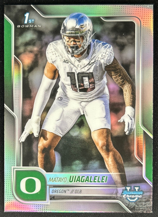 Matayo Uiagalelei 2025 Chrome University Prospects Refractor Ducks Sports Trading Cards