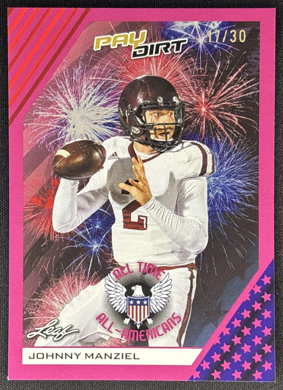 Johnny Manziel 2026 Leaf Paydirt All Time All-Americans Pink /30 front