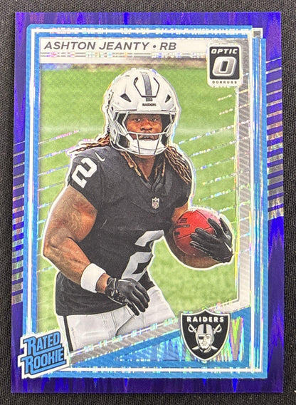 Ashton Jeanty 2025 Panini Donruss Optic Rated Rookie Purple Shock Prizm Raiders