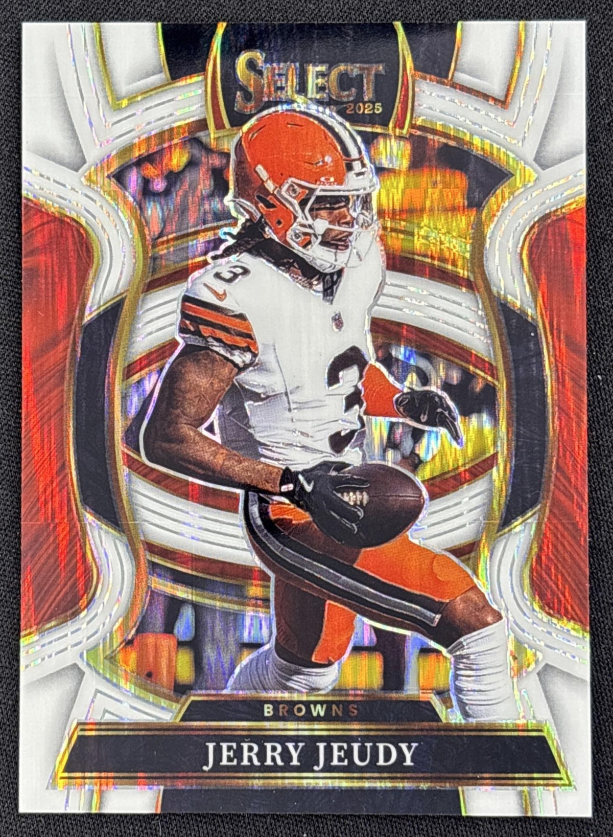 Jerry Jeudy 2025 Panini Select Concourse White Prizm Shock /799 Browns