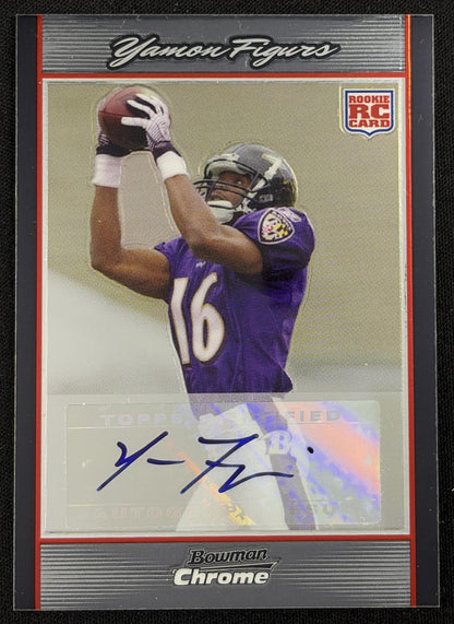 Yamon Figurs 2007 Bowman Chrome Rookie Auto Ravens sports trading card front