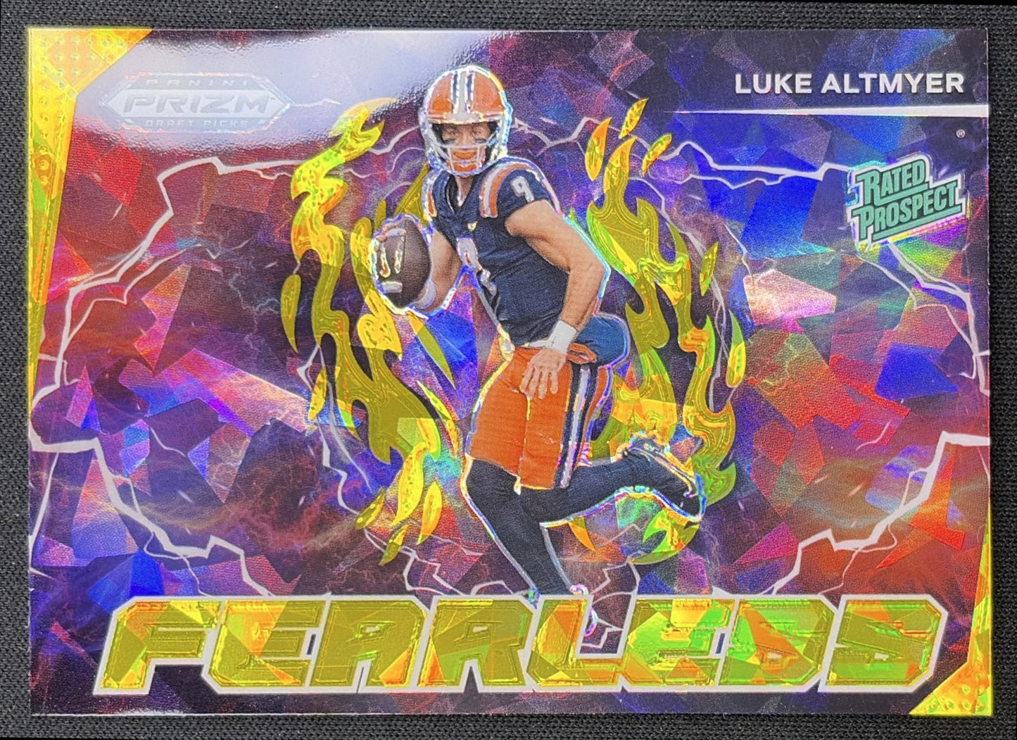 Luke Altmyer 2025 Panini Prizm Draft Picks Fearless Gold Ice Fighting Illini
