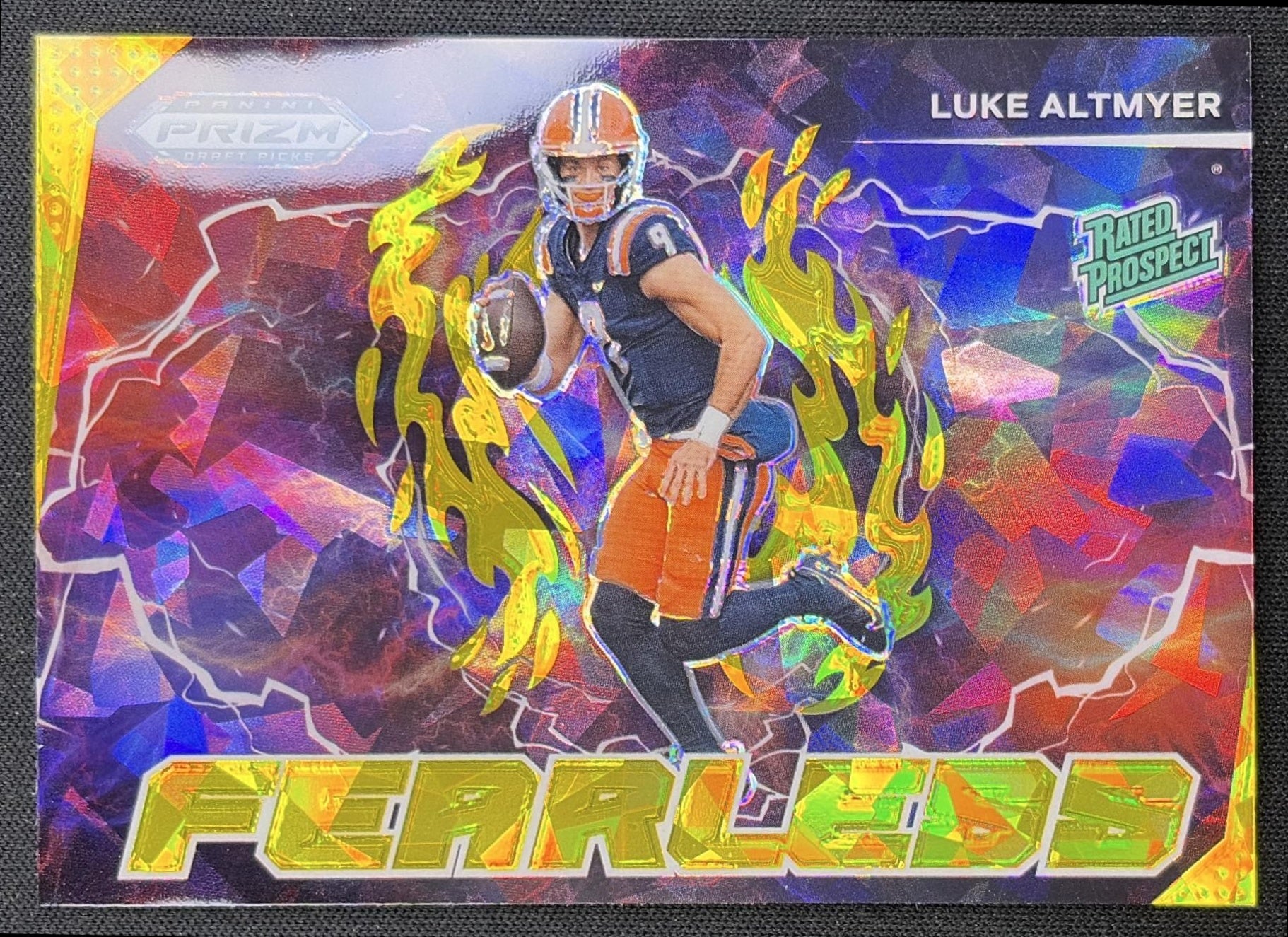Luke Altmyer 2025 Panini Prizm Draft Picks Fearless Gold Ice Fighting Illini