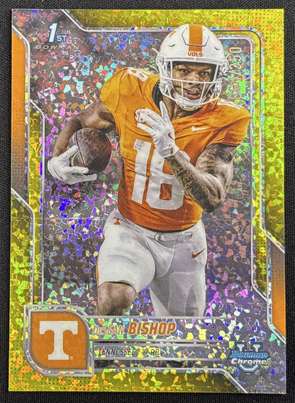 DeSean Bishop 2025 Bowman Chrome University Prospects Yellow Mini-Diamond Refractor /350 Volunteers