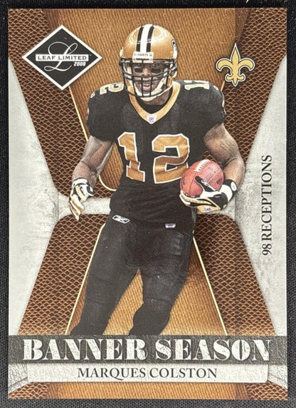 Marques Colston 2008 Leaf Limited Banner Season /999 Saints front