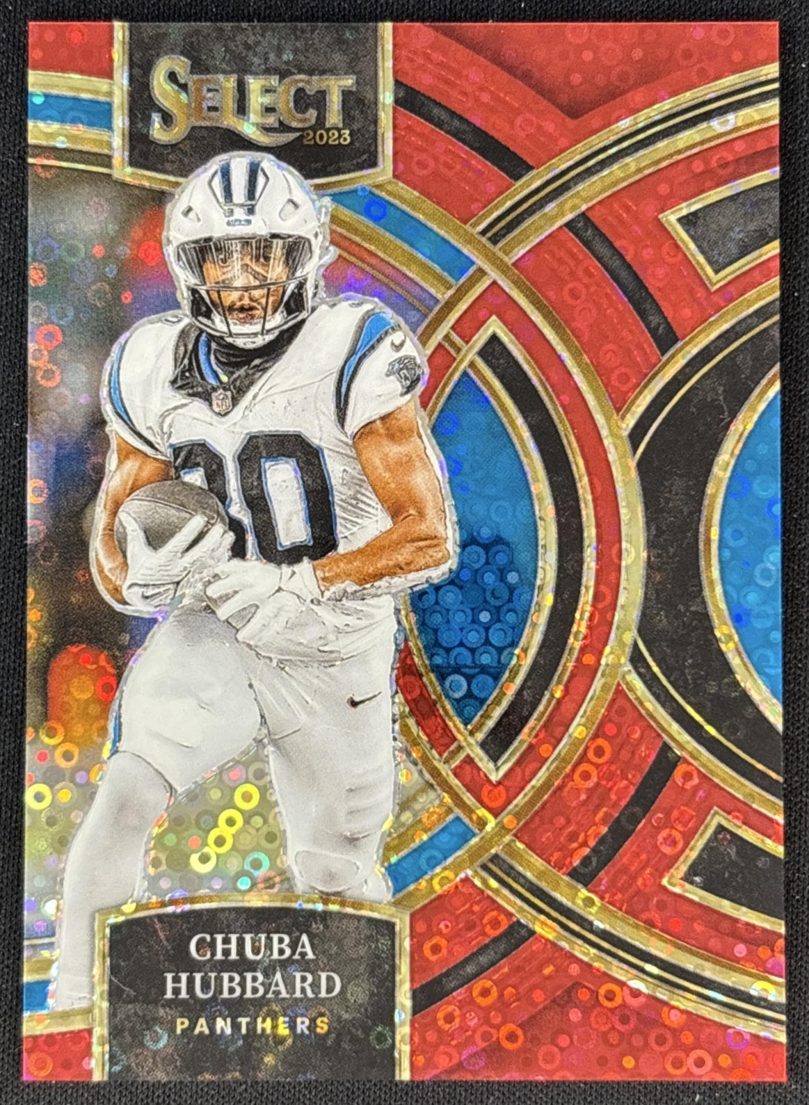 Chuba Hubbard 2023 Panini Select Disco Red Prizms /49 Panthers front