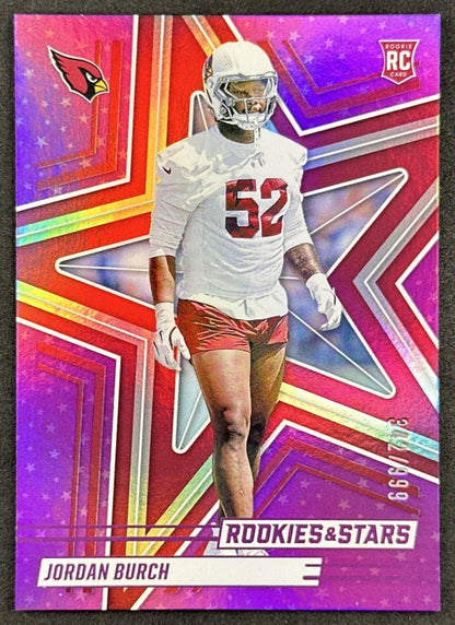 Jordan Burch 2025 Panini Rookies & Stars Purple /999 Cardinals front