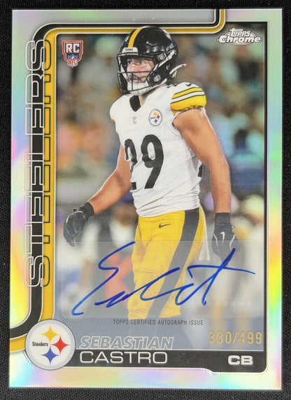 Sebastian Castro 2025 Topps Chrome Rookie Auto Refractor /499 Steelers front