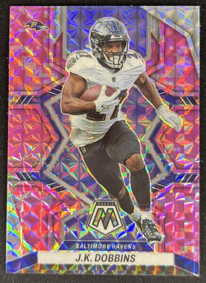 J.K. Dobbins 2022 Panini Mosaic Camo Pink Ravens Default Title Sports Trading Card