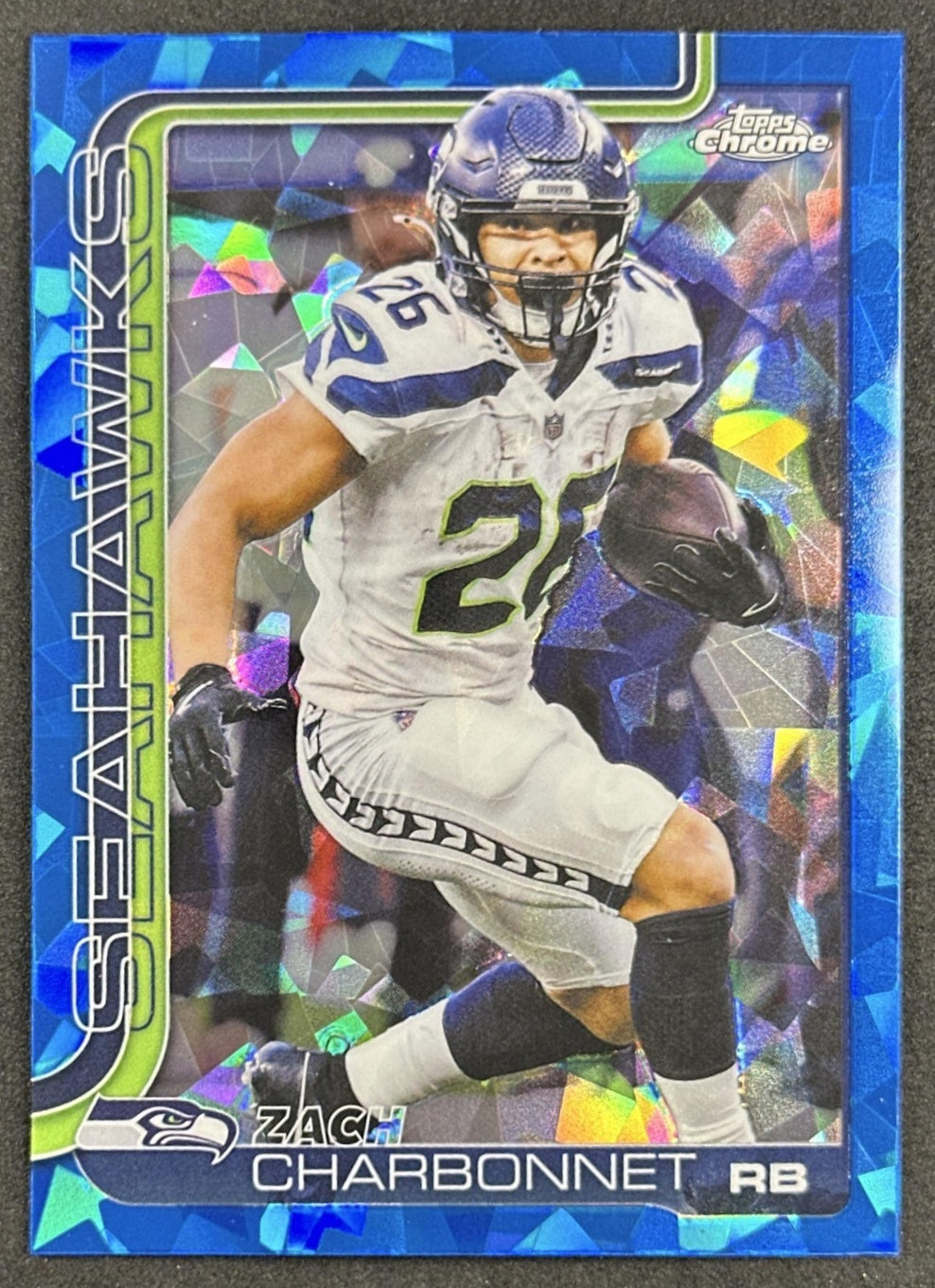 Zach Charbonnet 2025 Topps Chrome Sapphire Seahawks Sports Trading Card