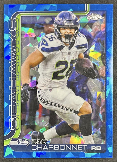 Zach Charbonnet 2025 Topps Chrome Sapphire Seahawks Sports Trading Card