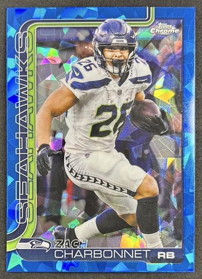 Zach Charbonnet 2025 Topps Chrome Sapphire Seahawks Sports Trading Card