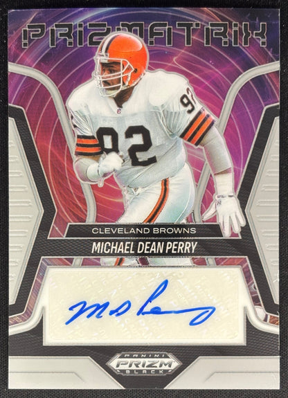 Michael Dean Perry 2025 Panini Prizm Black Prizmatrix Signatures Browns Sports Trading Cards