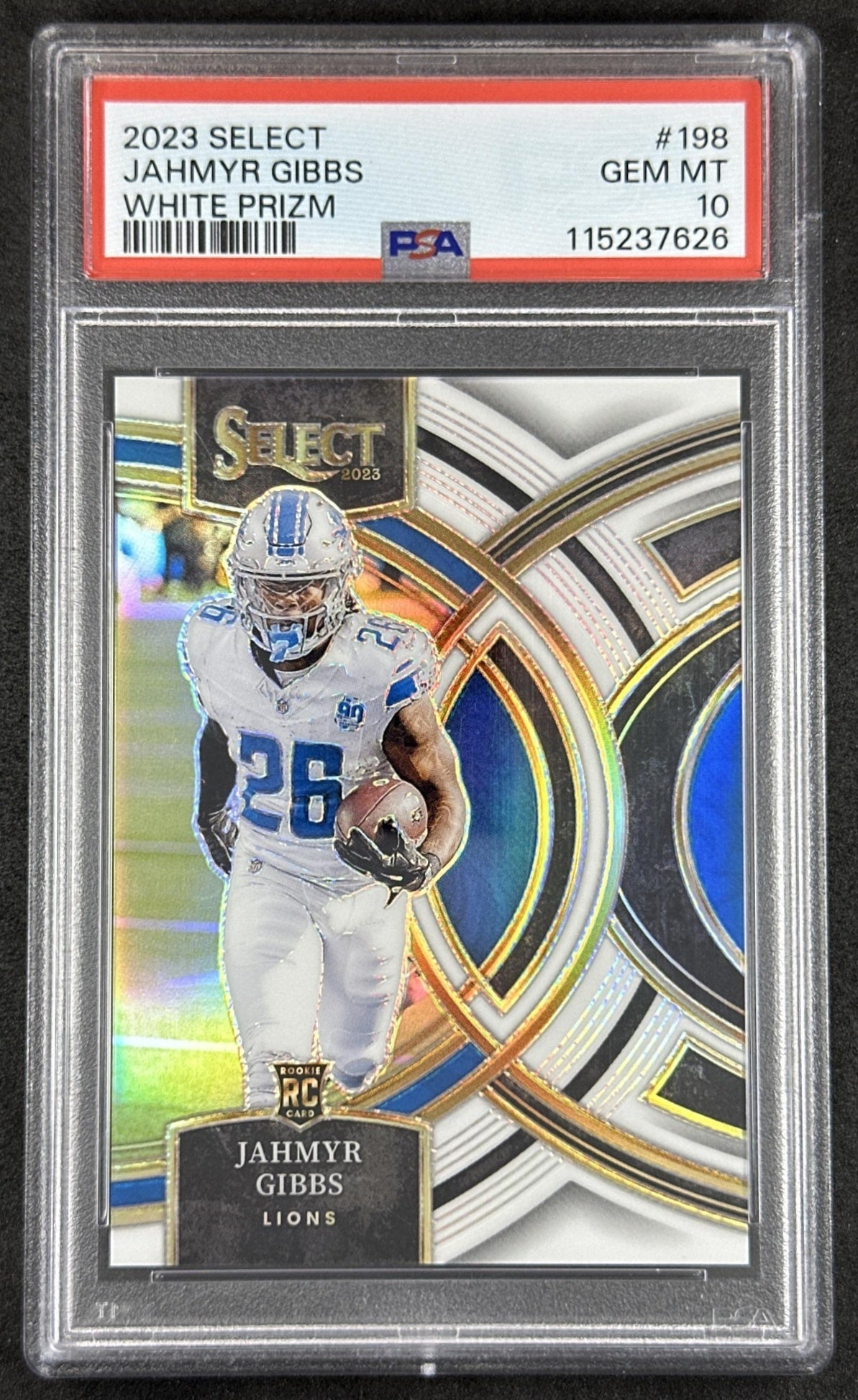 Jahmyr Gibbs 2023 Panini Select White Prizms /35 PSA 10