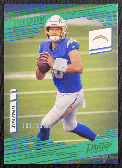 Justin Herbert 2021 Panini Prestige Xtra Points Green /199 Chargers Los Angeles Chargers