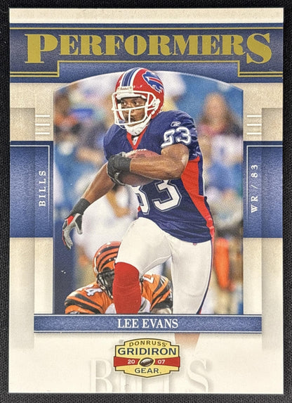Lee Evans 2007 Donruss Gridiron Gear Performers Gold /500 Bills