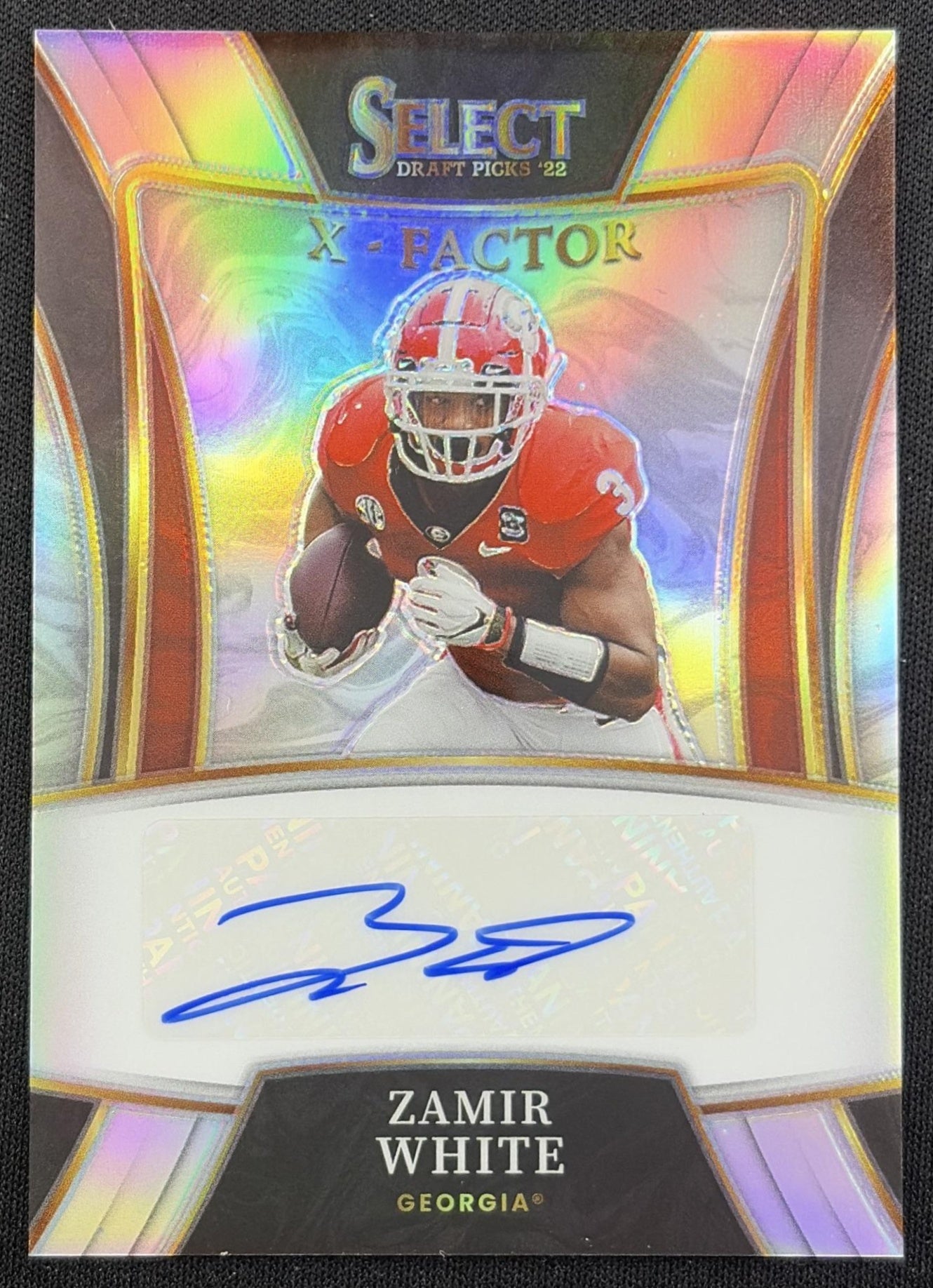 Zamir White 2022 Panini Select Draft Picks X Factor Signatures Silver Prizm Bulldogs
