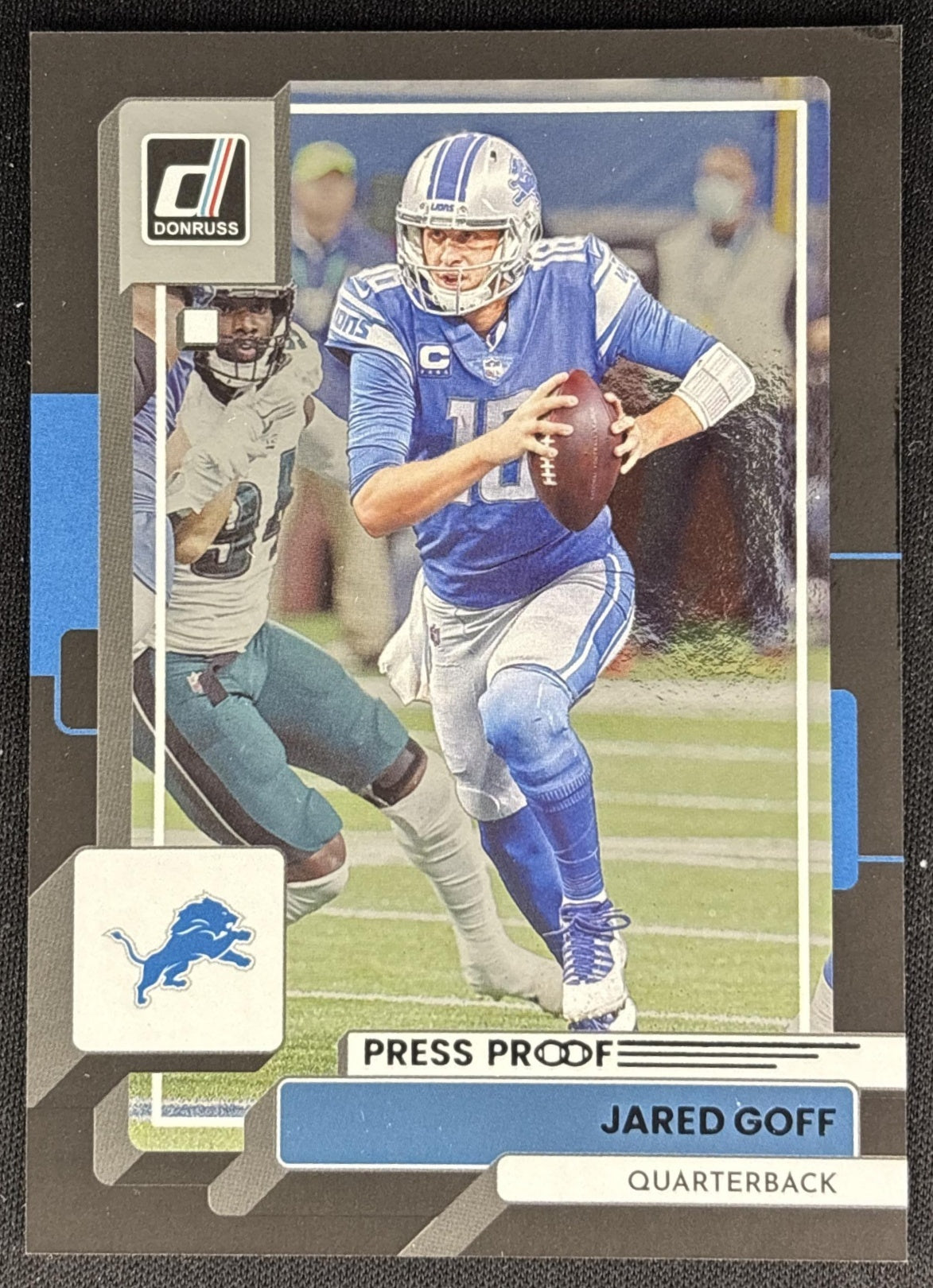 *Damaged* Jared Goff 2022 Panini Donruss Black Press Proof /10 Lions Sports Trading Cards