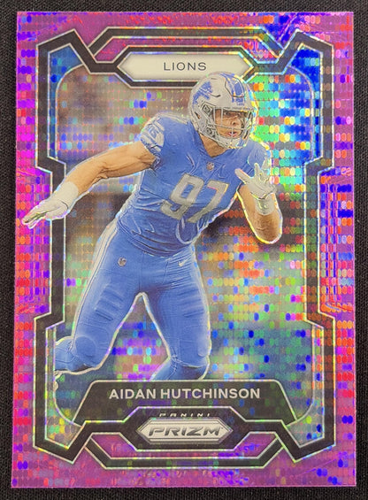 Aidan Hutchinson 2023 Panini Prizm Purple Pulsar Lions Sports Trading Card