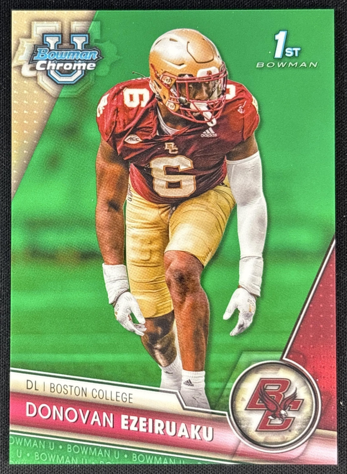 Donovan Ezeiruaku 2023 Bowman University Chrome Green Refractor /99 Eagles Front