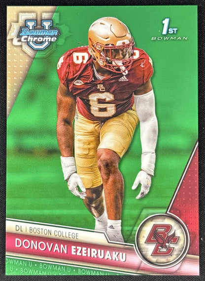 Donovan Ezeiruaku 2023 Bowman University Chrome Green Refractor /99 Eagles Front