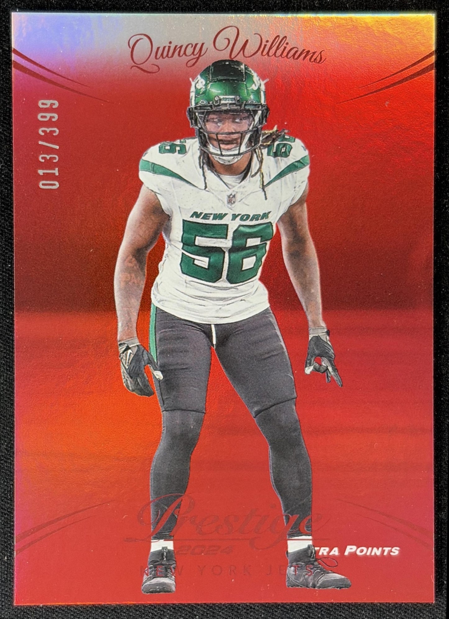 Quincy Williams 2024 Panini Prestige Red Premium Xtra Points /399 Jets