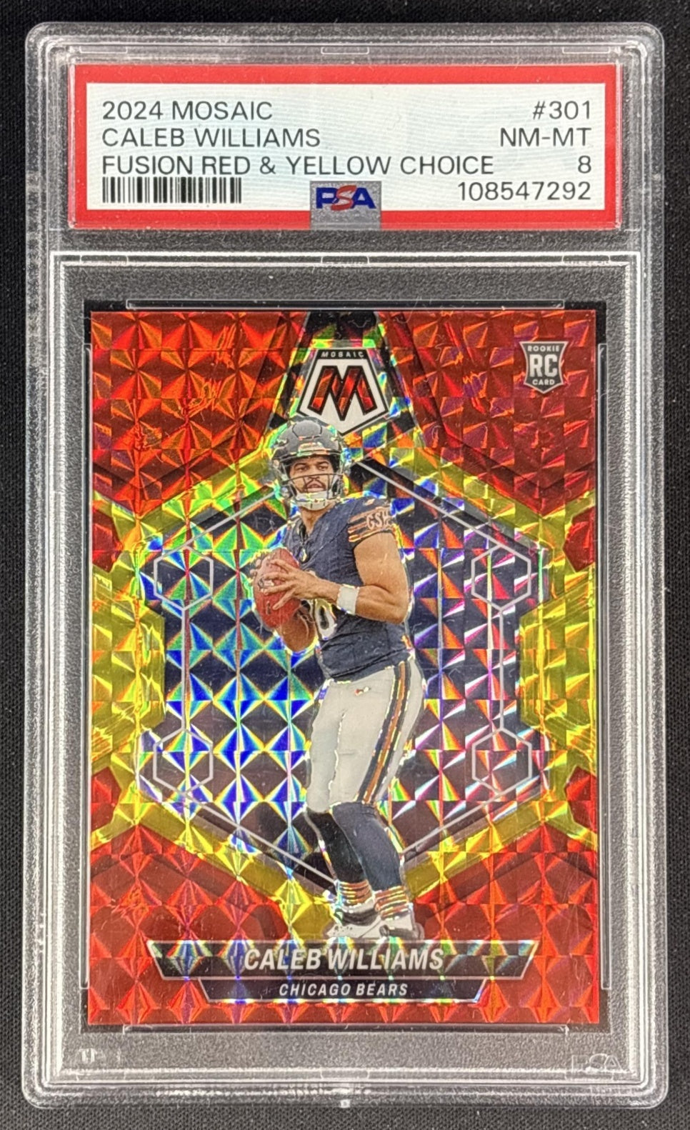 Caleb Williams 2024 Mosaic Choice Fusion Red and Yellow Prizm /80 Bears Sports Trading Cards