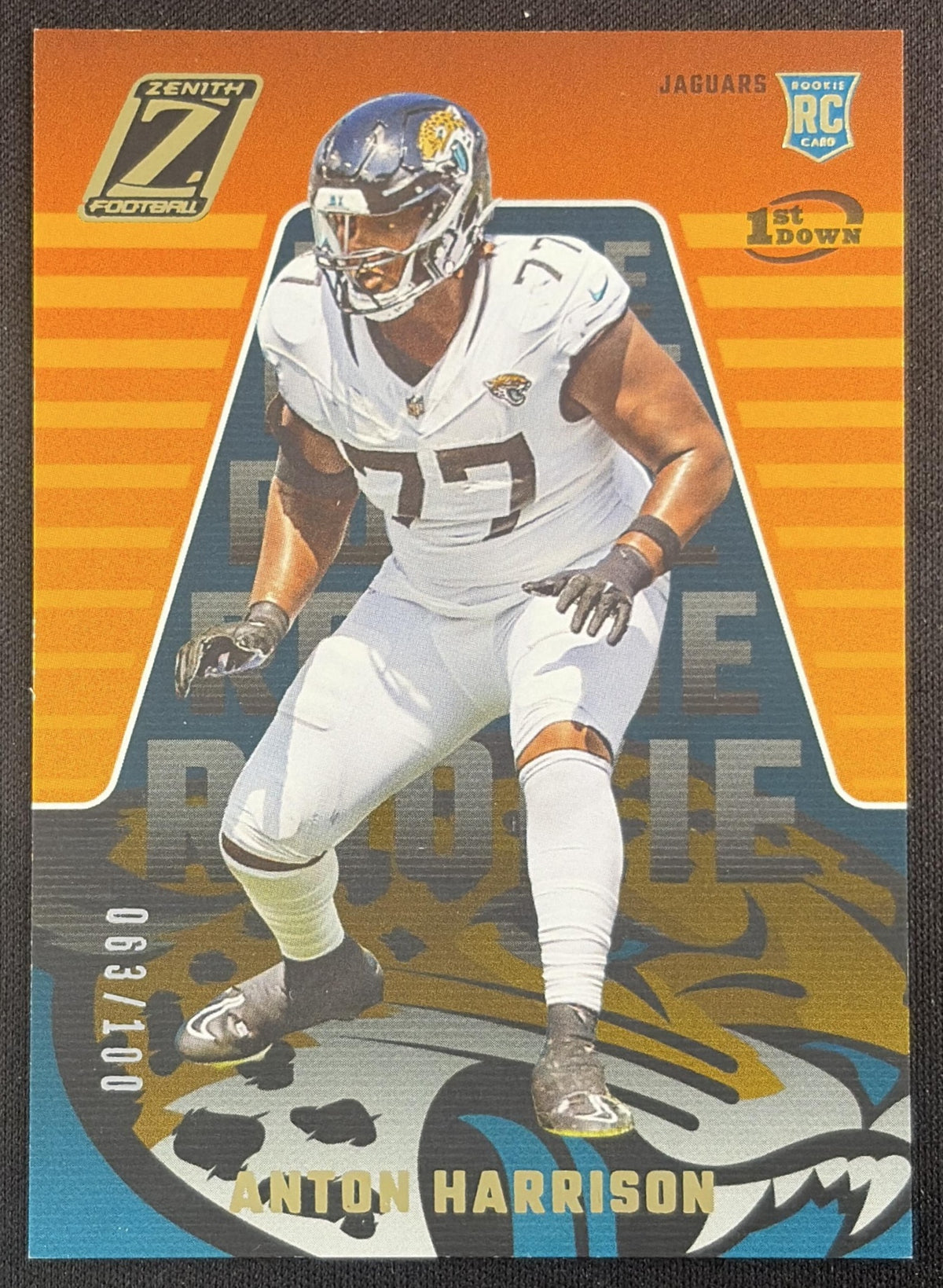 Anton Harrison 2023 Panini Zenith 1st Prospect Down /100 Jaguars Sports Trading Card