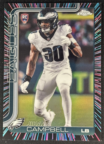 Jihaad Campbell 2025 Topps Chrome Rookie Neon Pulse Refractor Eagles Sports Trading Card