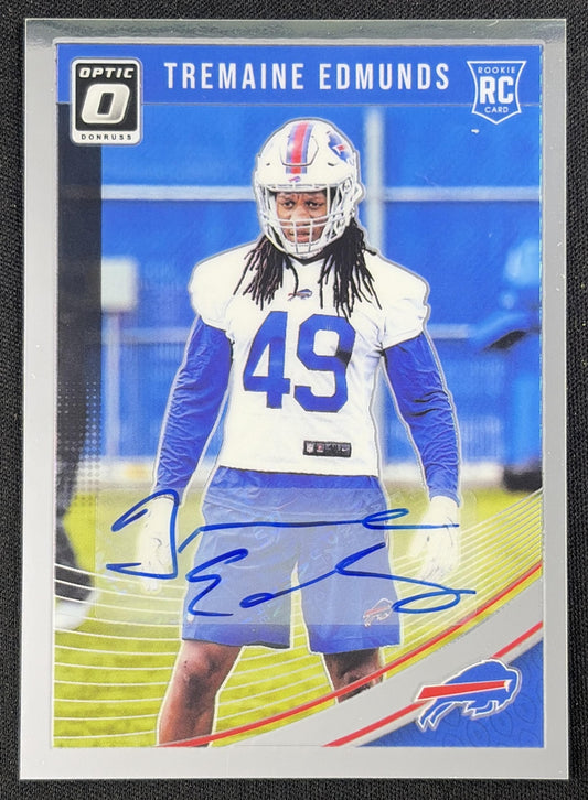 Tremaine Edmunds 2018 Panini Donruss Optic Rookies Auto /50 Bills front